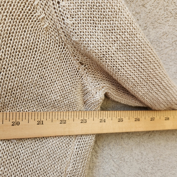 CHICO'S Women's Cardigan Beige Extra Large Linen Loose Knit Minimalist - Picture 7 of 8